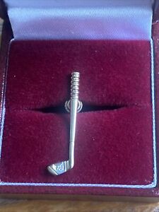 Vintage 9ct Gold Diamond Golf Tie Pin with keeper ‘Fathers Day’
