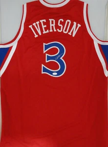 Phili 76ers ALLEN IVERSON Signed Custom Replica Red Jersey AUTO - JSA - Picture 1 of 3