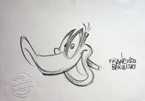 DAFFY DUCK Signed FRANCESCO BARBIERI Hand Drawn Convention Art 8.5" x 6" - Picture 1 of 3