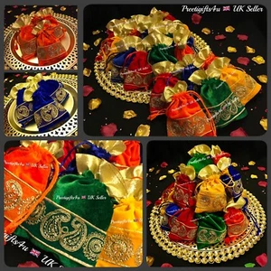 20 X Velvet Favour Bags Mehndi Bid Nikah Wedding Table Decoration Party Fillers - Picture 1 of 12
