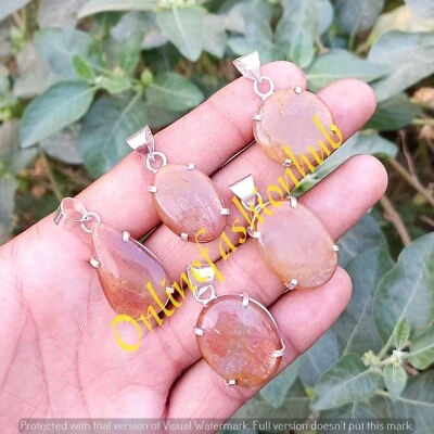 Оптовый лот кулонов с серебряными зубцами 925 пробы с солнечным камнем 10 шт. предложение - Изображение 1 из 4