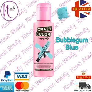 Crazy Color Semi Permanent Hair Dye Bubblegum Blue 100ml - Picture 1 of 2