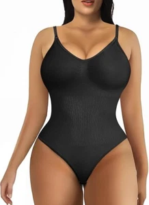 Thong Shapewear Bodysuit for Women Tummy Control, Black Bodysuit for Women, Seam - Picture 1 of 5
