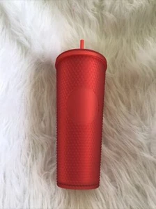 Starbucks 2020 vaso tachonado rojo mate 24 oz ventilación fría de paja - Imagen 1 de 3