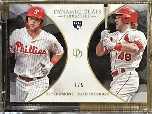 2018 On Demand Dynamic Duals Rhys Hoskins Harrison Bader 1/5 BLACK Rookie RC - Picture 1 of 2