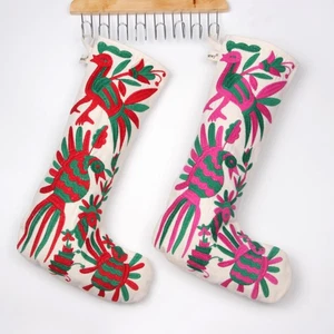 2 Pack Mexican Embroidered Christmas Stockings 18 Inches Otomi Animals Colorf... - Bild 1 von 1