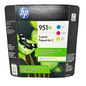 HP 951 XL OEM 3-Pack Cyan, Magenta, Yellow - New - EXP 12/2021 - Picture 1 of 3