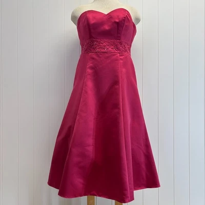 David's Bridal Strapless Wedding Event Formal Glam Cocktail Midi Dress Size 10 - Image 1 of 4