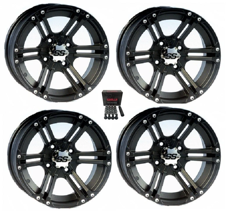 ITP SS212 ATV Wheels/Rims Black 12" Honda Rincon Rancher (4) Foto 1 de 3