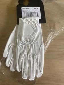 Adults Synthetic Leather Horse Riding / Dressage Gloves - White - Medium - Picture 1 of 3