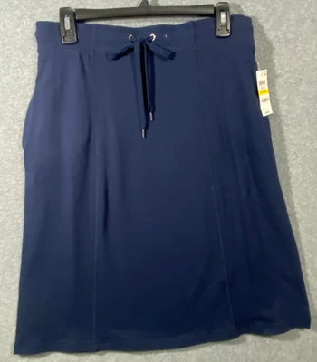 Falda Karen Scott Para Mujer Talla Pequeña Mediana Tejida Azul Marino Cordón Cintura Foto 1 de 4