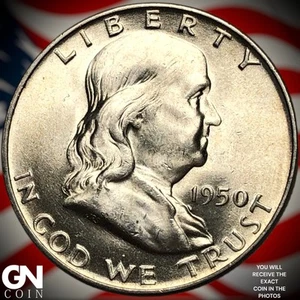 1950 D Franklin Half Dollar Z4643 - Picture 1 of 2