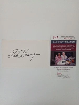 Red Grange Signed Index Card JSA -# - Image 1 of 4