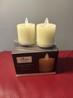 2 Pack iFlicker Elite LED Wax Candles-2” X  2”- Batteries. Included-NEW-Xmas - Image 1 of 4