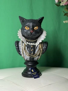 Moonlight Manor 14” Light-Up Victorian Count Cat Bust – Halloween LED Decor NEW - Picture 1 of 6