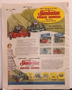 Vintage Sunbeam Lawn Mowers Ad May 1957 Better Home & Gardens Magazine - Picture 1 of 1