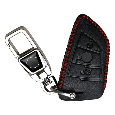 3 Button Leather Key Fob Cover Case Fit For BMW X1 X2 X3 X4 X5 X6 X7 1 2 5 7 - Image 1 of 4