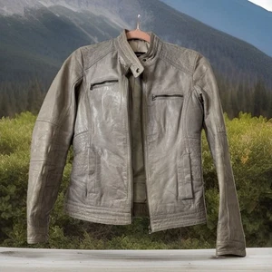 Giacca Motociclista DANIER Pelle Argento Donna 2XS UK6-8 Burro Soft Rock - Foto 1 di 9