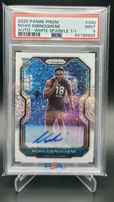 NOAH IGBINOGHENE 🔥 2020 Panini Prizm 🔥 White Sparkle RC AUTO 🔥 1/1 🔥 Auburn! - Image 1 of 2