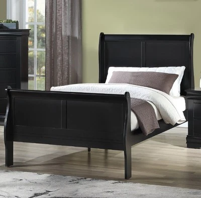 Brown Cherry Twin Sleigh Bed - Solid Wood - Image 1 of 4