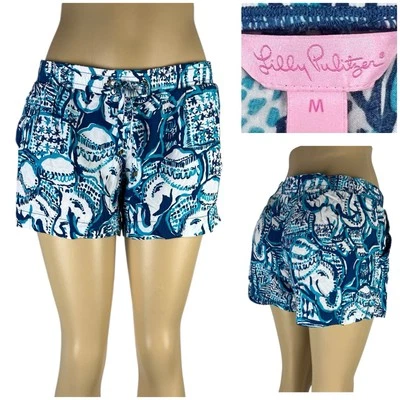 Pantalones Cortos Lilly Pulitzer Katia Canopy Chaos Resort 25738 Medianos Azul Rayón Usados en Excelente Condición Foto 1 de 4