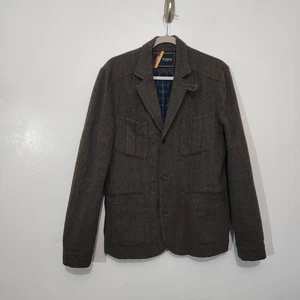 Fink Clothing Herringbone Wool Tweed Blazer Jacket Sport Coat Dark Academia Mens - Picture 1 of 12