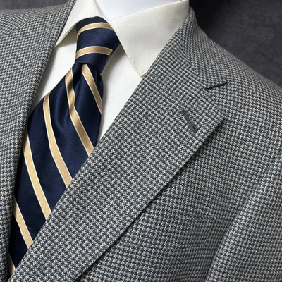 Abrigo deportivo vintage Hart Schaffner Marx 43R azul tostado cuadros lana chaqueta blazer Foto 1 de 4