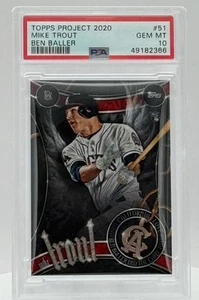 2020 Topps Project 2020 #51 - Mike Trout - Ben Baller - PSA 10 ๐ - Picture 1 of 2