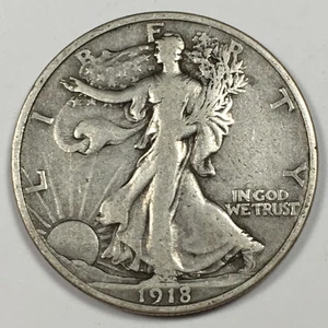 1918-S Walking Liberty Half Dollar - Fine (F) KM#142 - 7877-PC - Bild 1 von 3