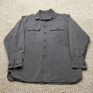 LL Bean Flannel Shirt Mens Extra Large Gray Button Up Workwear Distressed - Picture 1 of 11