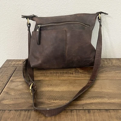 Handmade Crossbody Purse 100% Full Grain Brown Leather Rustic - Image 1 of 4