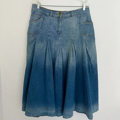 Falda vaquera suave envolvente para mujer Petite L Y2K años 90 ombre plisada maxi occidental Foto 1 de 4