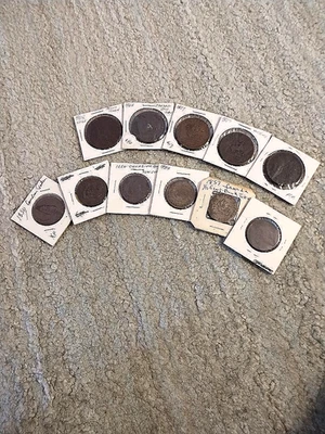 1824-1857 CANADA BANK TOKENS 22 COIN LOT FINE/XF HALF PENNY(17) & ONE PENNY(5) - Image 1 of 2