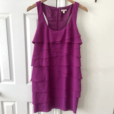 Vestido Shoshanna Talla 8 100% Seda Orquídea Púrpura Capas Espalda Corredora/Totalmente Forrado Foto 1 de 4