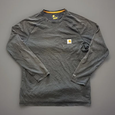 Camiseta Carhartt Manga Larga Trabajo Para Hombre Grande Suelta Calce Negra Algodón Bolsillo Foto 1 de 4