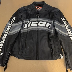 ICON Motorsports Leather Biker Jacket Motocross New Medium - Picture 1 of 11