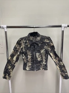 Diesel dunkelgraue Splatter Jeansjacke für Damen - Größe S - Bild 1 von 7