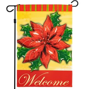 "Bandera de jardín Navidad Invierno Decoración Hermosa Flor de Pascua Roja 12""x18" - Imagen 1 de 7