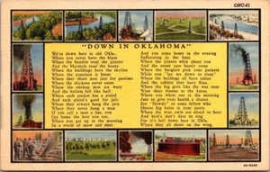 GIÙ IN OKLAHOMA poesia cartolina in lino multi vista - Foto 1 di 2
