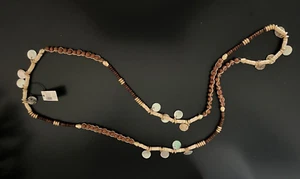 Chico's Utopia Brown with Gold Tone Discs Beaded Long Necklace NWT - Picture 1 of 8