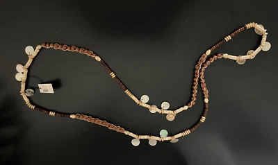 Collar Largo Chico's Utopía Marrón con Discos Tono Dorado Cuentas Nuevo con Etiquetas Foto 1 de 4