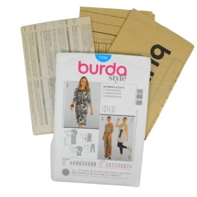 Burda Style 7392 Dress Jumper Pattern Sizes 18-34 Uncut Cold Shoulder Elastic - Image 1 of 4