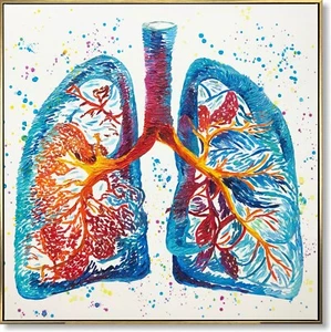 Arte de pared abstracto pintura de anatomía pintura azul oficina médica arte de pared 46x46" - Imagen 1 de 9
