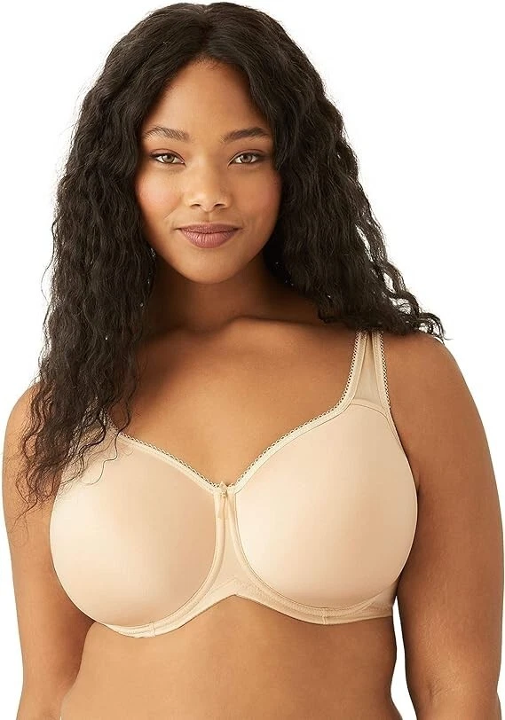WACOAL Bra 34DD Basic Beauty Full Coverage T-Shirt Beige Underwire 853192 EUC