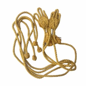 Curtain Drapery Tieback Rope Tassel Handmade Italy Yellow Set of 2 Vintage Flaws - Picture 1 of 10