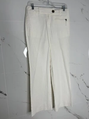 Pantalones Tapemeasure Anthropologie Pantalón Blanco Lino Bootcut 4 Carrera Dinero Antiguo Foto 1 de 4