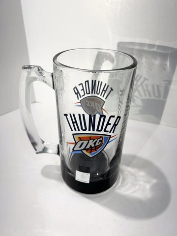 OKC Oklahoma City Thunder Large Glass Mug NBA Basketball 7” Tall Cover