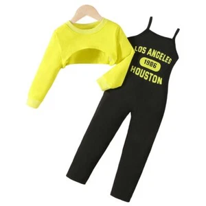 Girl City Graphic Cami Jumpsuit & High Low Hem Top in Black, Size 7Y - Picture 1 of 2