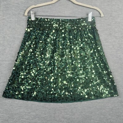 Garnet Hill Sequin Mini Green Women's Skirt Size S - Image 1 of 4