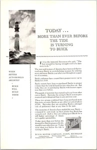 PRINT AD 1930 Buick Tide is Turning Lighthouse General Motors 6.5 x 10 - Picture 1 of 3